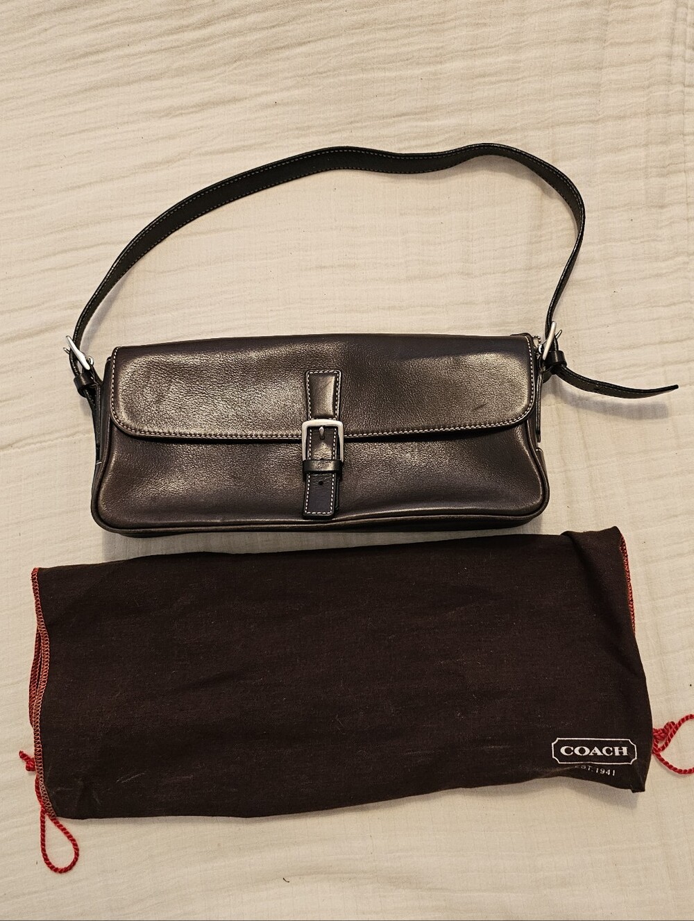 Coach Y2K 2001 Vintage Shoulder Leather Bag 7784 Hamptons East West